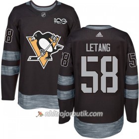 Män Ishockey Pittsburgh Penguins Tröja Kris Letang 58 1917-2017 100th Anniversary Adidas Svart Authentic